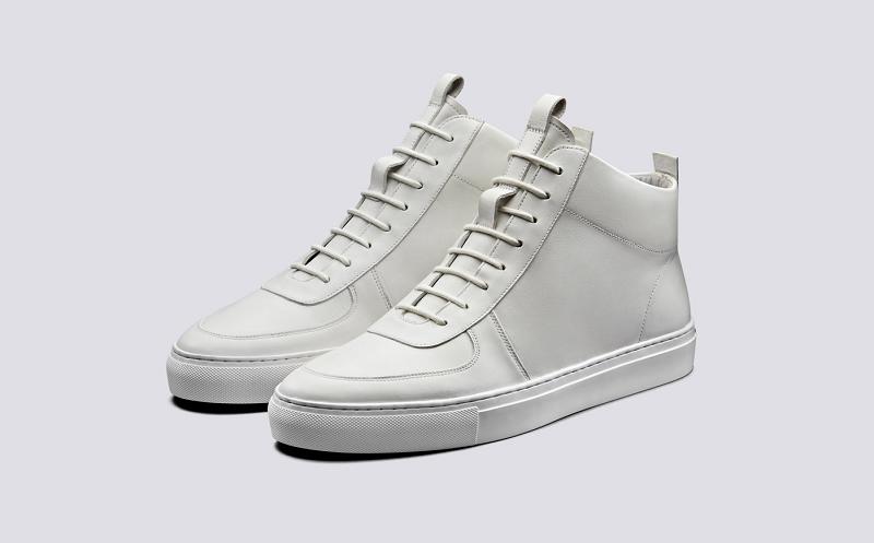 Grenson Sneaker 28 Mens High Tops - White Calf Leather DK9682